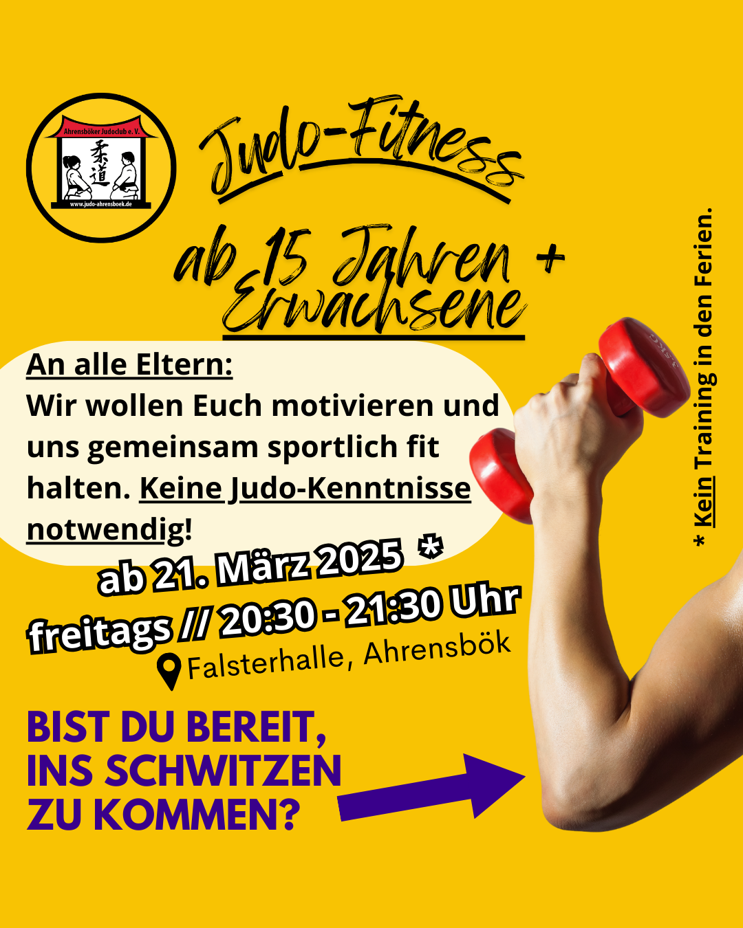 📢💪 Judo-Fitness ab 15 Jahren + Erwachsene ab 21. März 2025 💪📢