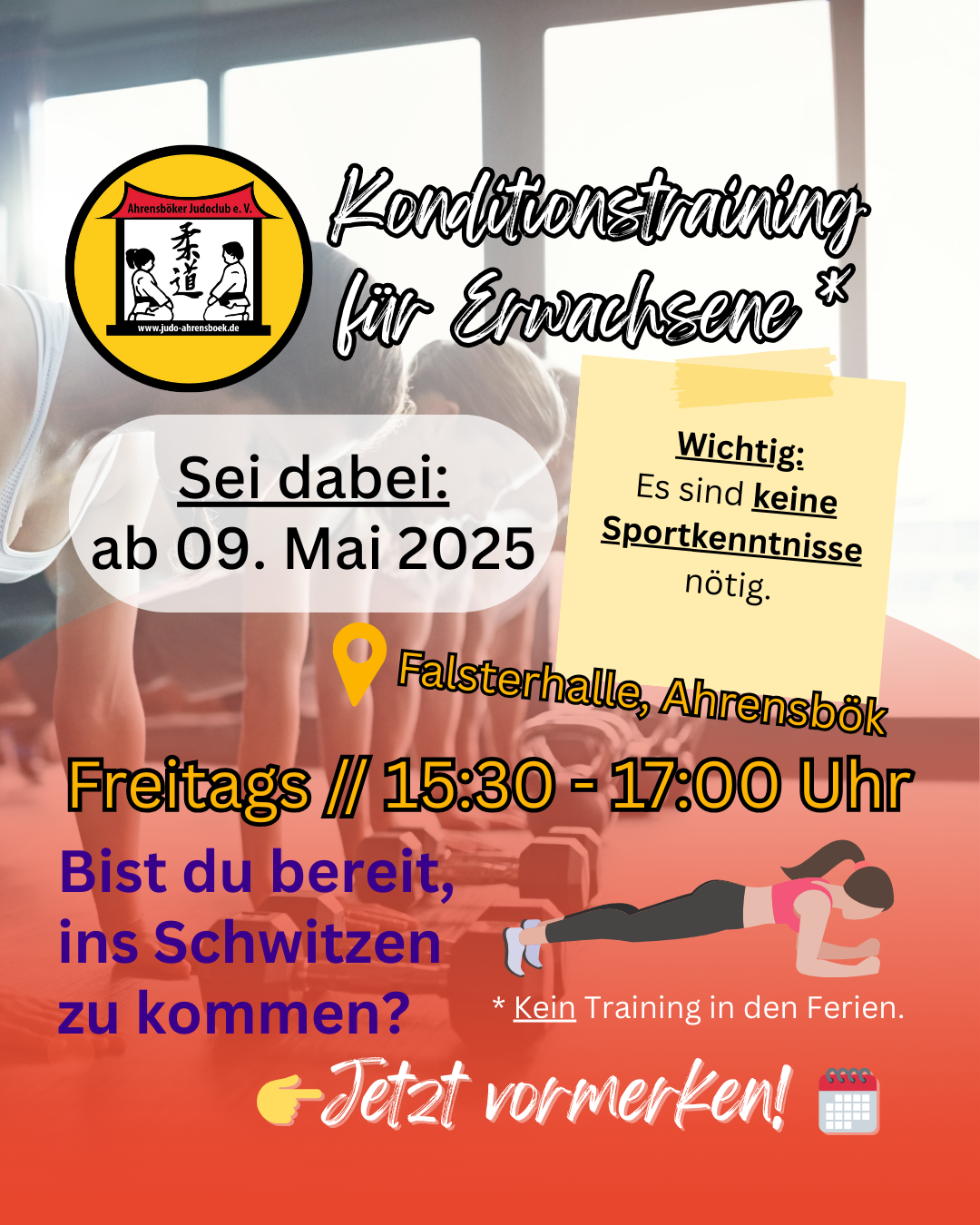📢🏋️‍♂️ Konditionstraining für Erwachsene ab 09. Mai 2025 🏋️‍♂️📢