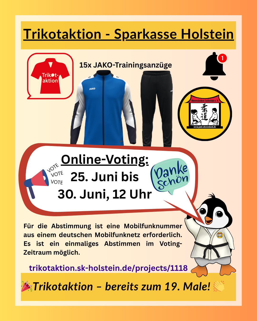 📢✌️ Online-Voting -> Trikotaktion 2025 der Sparkasse Holstein ✌️📢