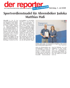 📢📰 Sportverdienstnadel für Ahrensböker Judoka Matthias Haß (Der Reporter – 04.07.2026) 📰📢