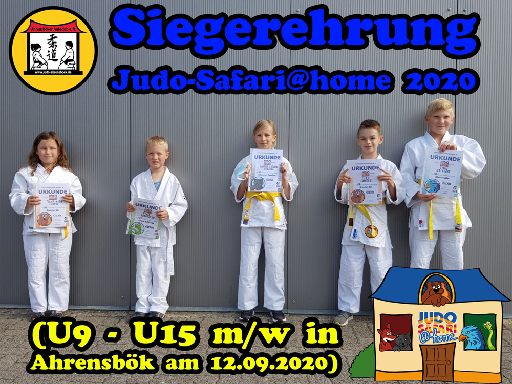 Siegerehrung - Judo-Safari@home 2020 (U9 - U15 m/w in Ahrensbök am 12.09.2020)