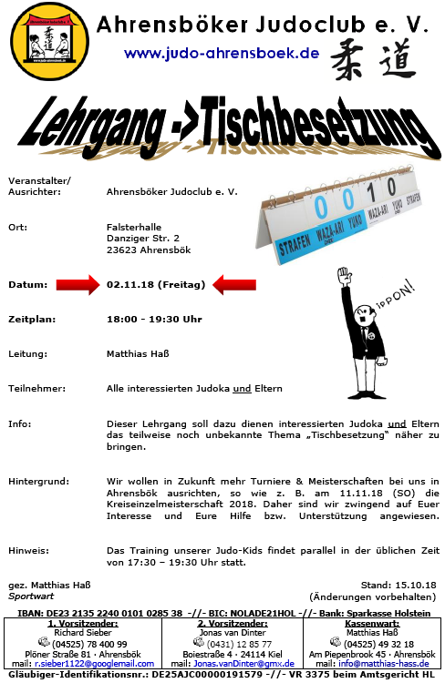 Lehrgang -> Tischbesetzung