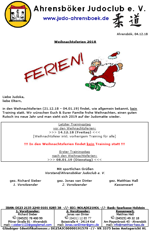 Weihnachtsferien 2018
