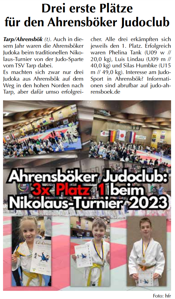 🗞📰 Drei erste Plätze für den Ahrensböker Judoclub (Der Reporter - 29.11.2023) 📰🗞